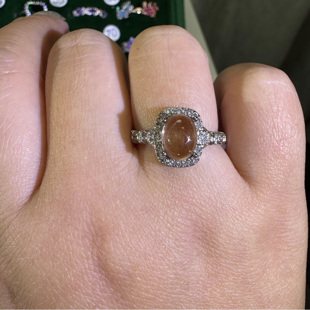 Golden Citrine Halo Ring Warm Glow With Sparkling Silver Setting